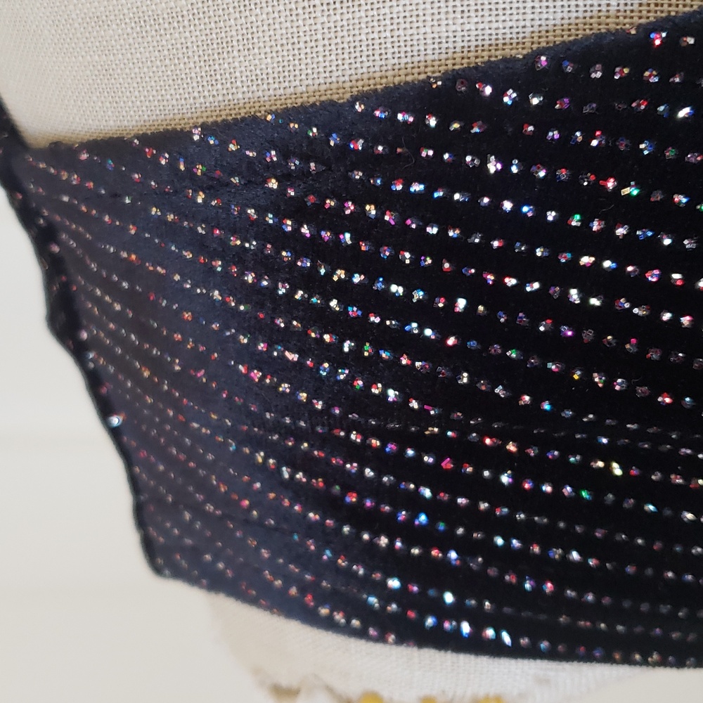Vintage 80s Ronni Nicole Black Velvet Metallic Shimmer Twinset Cardigan PS - Picture 9 of 15